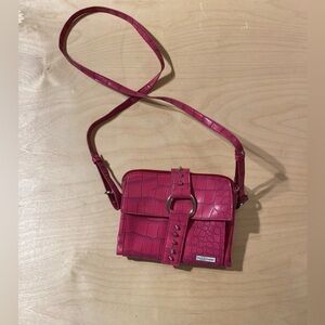 Pouchee Pink Croc-Embossed Crossbody Bag (MZ)